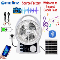 Ventilateur solaire de bureau 8 pouces, ventilateur de table portable rechargeable avec Bluetooth, radio FM, USB, MP3 pour la maison, le bureau, l'extérieur, le jardin