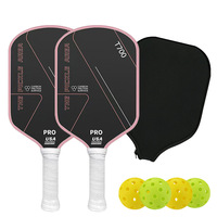 Raquette de pickleball de haute qualité et durable en PP nid d'abeilles imprimé T700 13 mm en fibre de carbone pour adultes, intérieur/extérieur, personnalisable