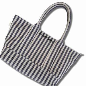 Women's Large Canvas Customized Shopping Bag Clothing with Logos Cheap Wholesale Canvas Foldable Striped Bags Reusable - Product Image 3