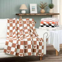Couvertures de literie personnalisées tricotées pour l'hiver et l'automne Crochet Damier Mouse Game Day