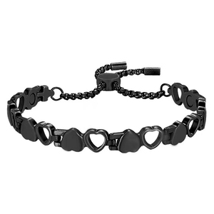 Bracelets Énergétiques en <span class=keywords><strong>Cuivre</strong></span> et Acier Inoxydable 316L ECAMAZ Heart Quantum Energy Science avec Pierre Minérale et Thérapie Magnétique, Breloque Noire, Cadeau - Product Image 1