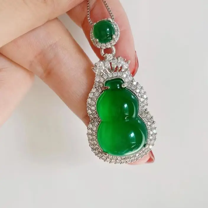 Pingente de calcedônia luxuoso para moda, pingente de jade incrustado artesanal, joia de colar simples para mulheres
