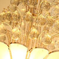 Grand Lustre Suspendu en Cristal LED Doré pour Escalier, Blanc Chaud, Moderne et Simple, Idéal pour Hall de Villa et Plafonds Hauts