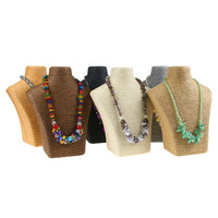 Porte-bijoux en corde de chanvre, tapis de paille, petit modèle de poitrine, portrait, cou, tête, accessoire pour collier