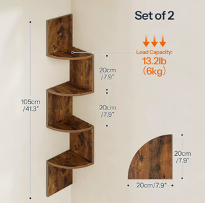 Scaffale Angolare Moderno in Legno Multifunzionale da <span class=keywords><strong>Parete</strong></span>, Scaffalatura a Più Livelli, <span class=keywords><strong>Libreria</strong></span> per <span class=keywords><strong>Soggiorno</strong></span>, Camera da Letto, Cucina - Product Image 3