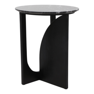 Tavolino rotondo con piano in marmo, moderno tavolino in legno per piccoli spazi e comodino - Product Image 2