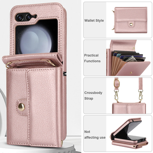 Funda Tipo Cartera con Correa Cruzada, de Cuero PU y TPU Híbrido, con Ranuras para Tarjetas, Resistente a Impactos, para Samsung <span class=keywords><strong>Z</strong></span> Flip 7 6 5 4 3 <span class=keywords><strong>Motorola</strong></span> <span class=keywords><strong>Razr</strong></span> 60 Ultra - Product Image 2