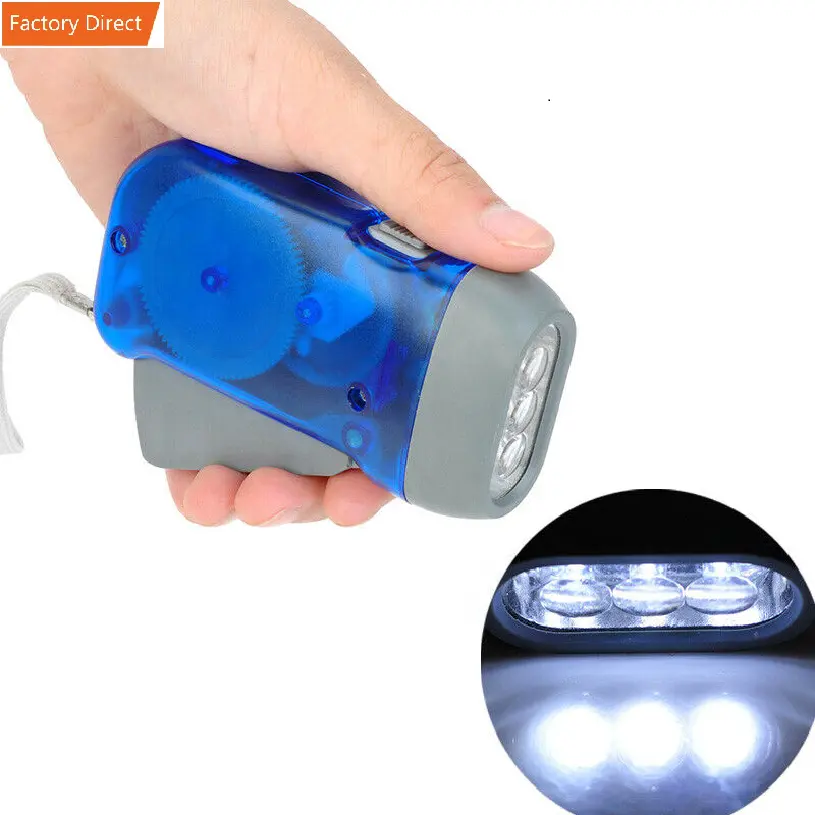 Generador de manivela manual 3 LED linterna pequeña para niños Camping supervivencia al aire libre emergencia portátil Dynamo terremoto linterna