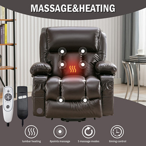 Modern Power Electric Massage Lift Lounge Chair Heating Vibration Fleece Leather Upholstery Metal Frame USB Port for Elderly - Product Image 6