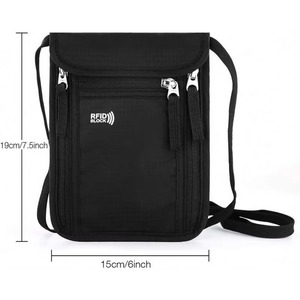 Muestra gratuita al por mayor: Cartera de cuello RFID negra para pasaporte, tarjetero y monedero. - Product Image 5