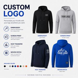 Sweat-shirt à capuche unisexe personnalisé avec logo, en molleton vierge, style streetwear premium, tailles S-4XL, coloris Ebony Night Blue, vente en gros - Product Image 2