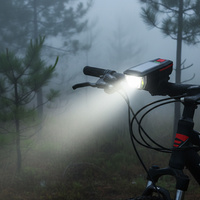 Luz Delantera Solar para Bicicleta, Lámpara de Bicicleta Recargable por USB, Sirena, Alarma de Seguridad, Soporte para Manillar, Equipo de Ciclismo Nocturno para Hombre