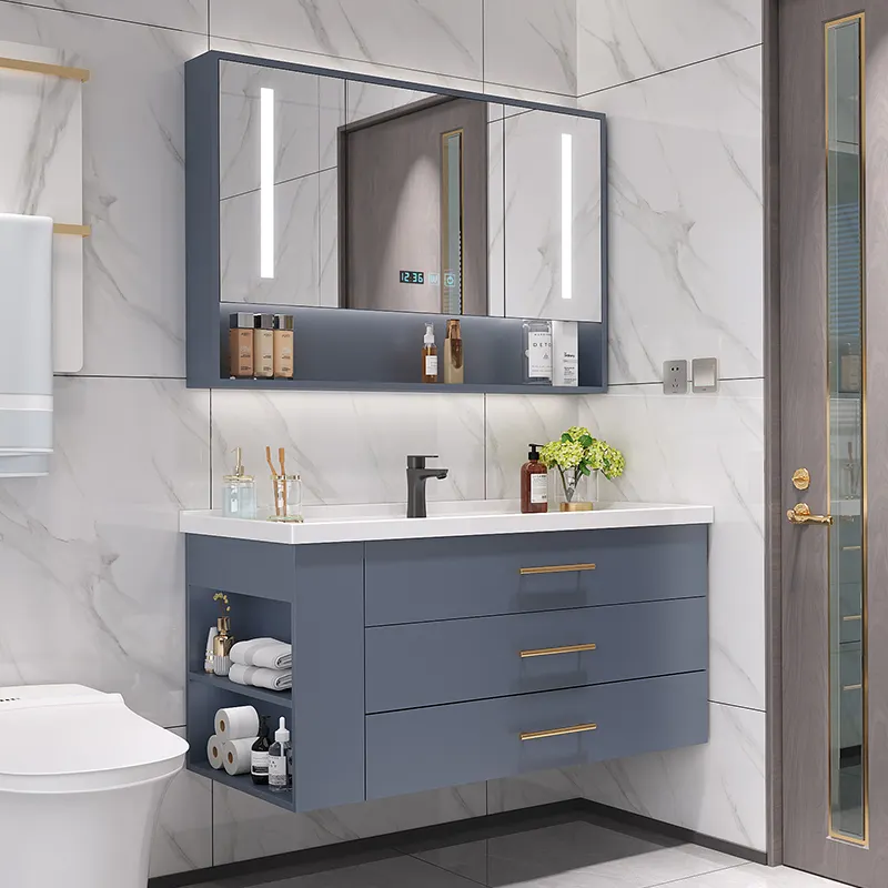 Lanjia 2022 new AZG023 vanity cabinet bathroom vanity with tower sink unit wall hung vanity sink