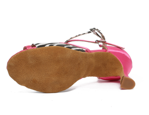 Chaussures pour femmes à imprimé zèbre en satin, à brides croisées, semelle en daim antidérapante, bout ouvert, respirantes, talons fins, soutien stable, pour <span class=keywords><strong>danse</strong></span> latine et usage décontracté - Product Image 6