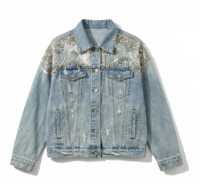 WangSheng Women s Cropped Denim Jacket