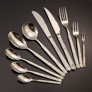 Stainless Steel Western Cutlery Set Gold Lava Texture Knife Fork Spoon Steak <b>Coffee</b> Dessert Hotel Use - Product Image 2