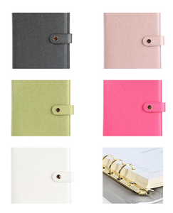 Carnet A5 en cuir PU tendance, carnet minimaliste à feuilles mobiles avec ferrures dorées et intérieur multi-poches - Product Image 2