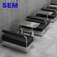 Ensemble de table et chaises en acier inoxydable pour café moderne SEM Commercial, mobilier de restaurant, sièges en cuir durables, table et chaises de café
