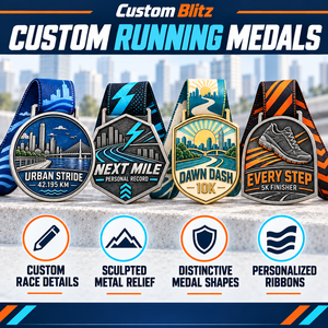 Custom City Marathon and Road Race Finisher Medals with Skyline <b>Shoe</b> Designs and Personalized Ribbons for Running Events OEM ODM - Product Image 4