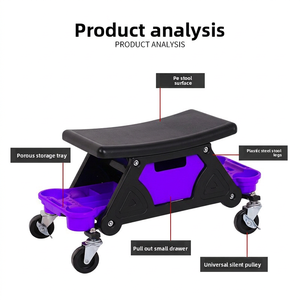 Siège roulant utilitaire pour mécaniciens et detailleurs - Avec plateaux de rangement pour outils OEM/ODM QXOXQ - Product Image 4