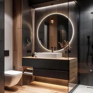 Armário de banheiro suspenso para banheiro, conjunto de armários de banheiro com pia única montada na parede e espelho