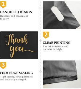Reusable Recyclable Durable <b>PE</b> Plastic Square Bottom Shopping Bags Die Cut Handles Customized Logo for Small Business Socks - Product Image 3