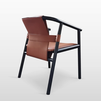 Fauteuil moderne en cuir PU noir avec structure en bois massif pour salon, villa et hôtel