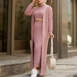 OEM Jersey cotone abbigliamento islamico modesta veste caftano Femme arabo Jilbab abbigliamento etnico maglione inverno Abaya donna abito musulmano - Product Image 6