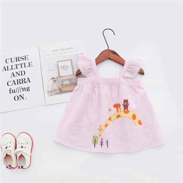 Children Clothes Cotton Materials Heavy Body Girls Makeup Cutwork Embroidery Tunic Dress Up Games