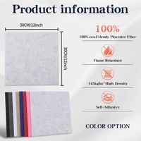 Panneaux acoustiques muraux auto-adhésifs en PET, lot de 12, 12x12 pouces, dalles insonorisantes en fibre de polyester pour studio et bureau