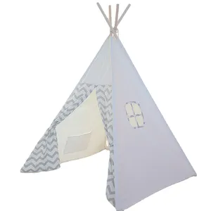 Liefde Boom Opvouwbaar Indoor En Outdoor Houten Frame Zwart Wit Gestreepte Kinderen Tipi