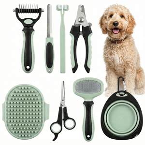 Wholesale Comb <b>Brush</b> Nail Clippers Collapsible Bowl Ttoothbrush Cat Dog <b>Pet</b> Grooming Tools - Product Image 1