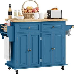 Cross-border household kitchen <b>island</b> with wooden countertop, trolley, multi-functional wheeled movable storage <b>table</b> - Product Image 5