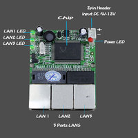 Mini modules réseau RJ45 Hub de commutateur Ethernet 3 ports 10/100M