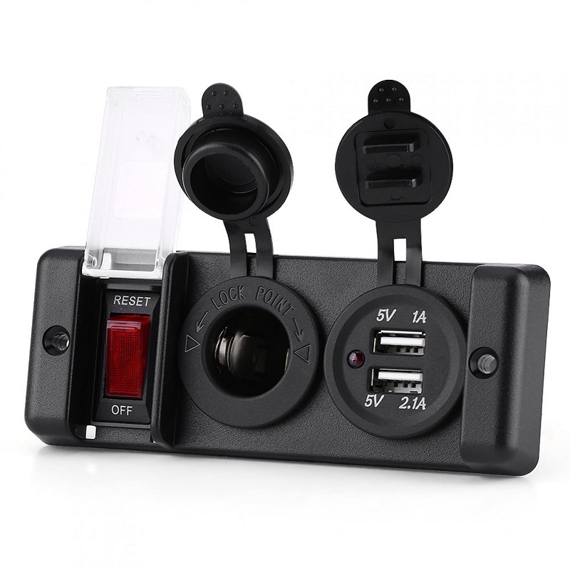 Presa Accendisigari Con Doppia USB QC3.0 E Voltmetro – Caricabatterie Da Auto 12V/24V Con Interruttore Touch – Per Moto, Camper, Barca