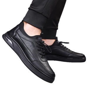 Chaussures décontractées en cuir pour hommes JQSN, bout rond, à lacets, rembourrées, mode printemps, chaussures de marche pour affaires - Product Image 5
