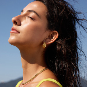 <b>Stud</b> Earrings Water Drop Shape <b>Titanium</b> Steel Beachwear Jewelry Geometric Design - Product Image 3