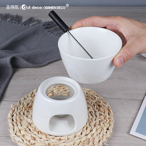 Réchaud à chocolat avec logo personnalisé, ensemble de <span class=keywords><strong>fondue</strong></span> japonais en céramique pour le fromage, les desserts et les bougies chauffantes - Product Image 2