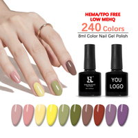 Kit de vernis gel HS Color Custom HEMA TPO Free 8ML 240 couleurs, étiquette privée, peinture pour ongles, vegan, vernis gel UV à retirer par trempage