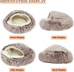 Échantillon Gratuit : Lit pour Petit Chien avec Couverture Intégrée, Douillet Lit Donut Anti-Anxiété à Capuche, Lit-Caverne Apaisant pour Animaux de Compagnie Rond - Product Image 6