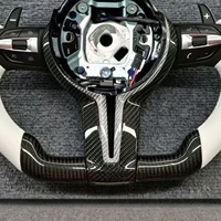 Volant en cuir blanc avec fibre de carbone pour BMW F10 F16 F20 F30 F31F32 M3 F80 M4 F82 M2 F87 E88 E90 E70 Volant LED