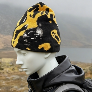 หมวกถักลายพรางสีเหลืองดำ สำหรับฤดูใบไม้ร่วง ฤดูหนาว อุ่นสบาย สไตล์ลำลอง หมวกบีนนี่ ฤดูใบไม้ผลิ 2026 หมวกบีนนี่ลายกบ - Product Image 1