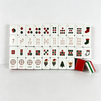 Jeu de Mahjong Américain de Noël 160 Tuiles – Tuiles de Mahjong en Acrylique 4 Couches – Père Noël, Joker, Vents, Dragons – Cadeau de Noël pour Adultes