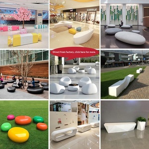 Fiberglass Commercial Outdoor Leisure Bench Modern Creative Display Long Bench with Pebble Design Guangdong Combination Seat - Product Image 3