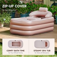CF Portable Pliable Intérieur ou Extérieur Gonflable Trempage Baignoire Adulte Gonflable Spa Bain À Remous Avec Couvercle Drainage Porte-Gobelet