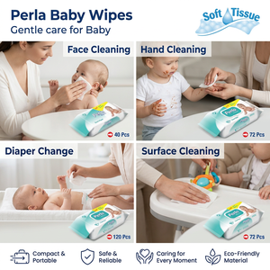 Lingettes humides pour bébé Perla, 120 pièces, sans alcool, non tissées, 14x18 cm, soin de la peau pour bébés - Product Image 2