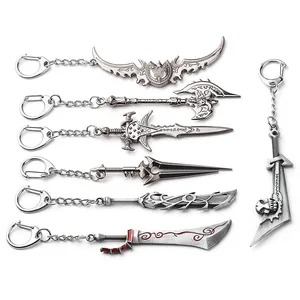 Game Gantungan Kunci Lich King Frostmourne Pedang Kapak Pisau Senjata Belati Logam Angka Gantungan Kunci Perhiasan untuk Para Penggemar