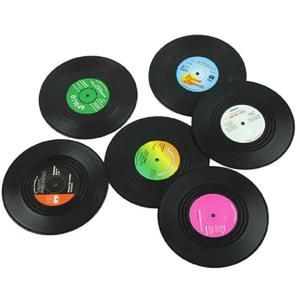 Promotional Cheap Wholesale Record Custom Logo 6 Pieces Hot Coffee Cup Coasters Home Office Bar Custom Vinyl Record Coasters