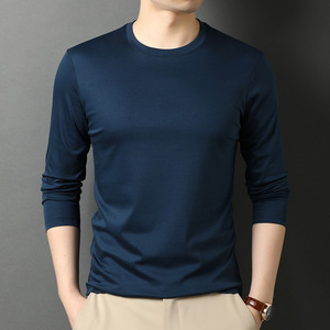 Camisa de Manga Longa em Algodão Mercerizado, Absorvente de Suor e Respirável, Camiseta de Seda Fria para Homens - Product Image 3