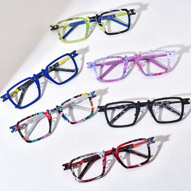 High Quality Anhong Eyeglasses Frame Unisex Animal Print Rimless Titanium Square Diamond Face Designer Fashion Reading Adults